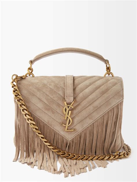 ysl tan fringe bag|More.